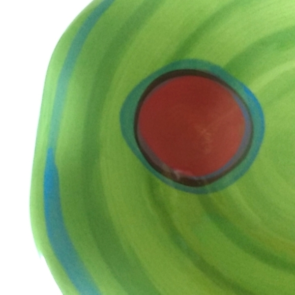 GAIL PITTMAN VINTAGE Signed Handmade Ceramic Pottery RETRO Red Dot Fluted Bowl - Picture 4 of 6